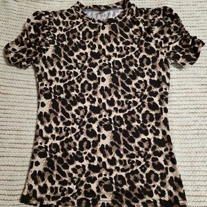 SHEIN Leopard Print Puff Sleeve Tee